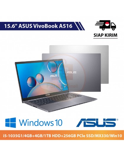 【IND】ASUS VivoBook A516 15.6"(i5-1035G1/4GB+4GB/1TB HDD+256GB PCle SSD/MX330/Win10)