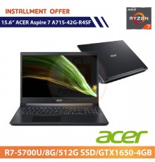 ACER Aspire 7 A715-42G-R4SF 15.6"(R7-5700U/8G/512G SSD/GTX1650-4GB)