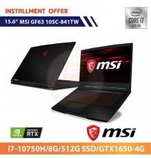 MSI GF63 10SC-841TW 15.6"(i7-10750H/8G/512G SSD/GTX1650-4G)