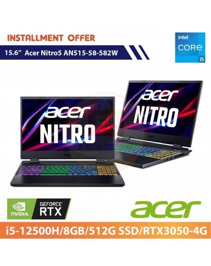Acer Nitro5 AN515-58-582W 15.6"(i5-12500H/8GB/512G SSD/RTX3050-4G)