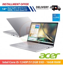 【PHIL】Acer Swift 3 SF314-512-50XM, 14-inch Quad HD (Intel Core i5-1240P, 512GB SSD - 16GB RAM)