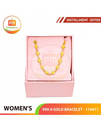 WOMEN'S 999.9 GOLD BRACELET - 119411: 17.5cm / 1.85錢 (6.94gr) 
