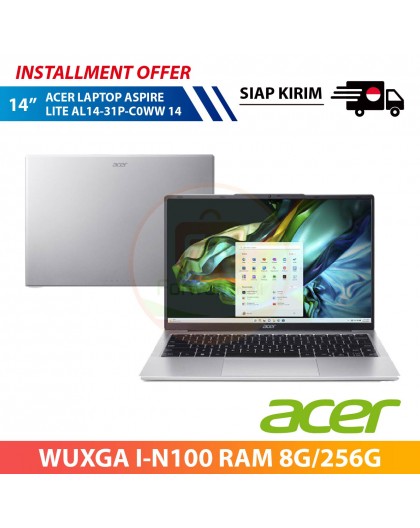 【IND】ACER LAPTOP ASPIRE LITE AL14-31P-C0WW 14" WUXGA I-N100 RAM 8G/256G