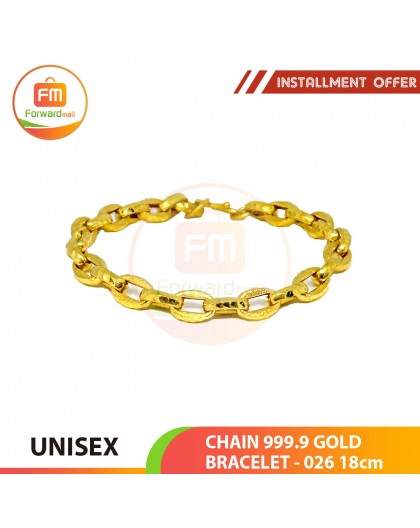CHAIN 999.9 GOLD BRACELET - 026: 18cm