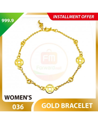 WOMEN'S 999.9 GOLD BRACELET - 036: 17cm