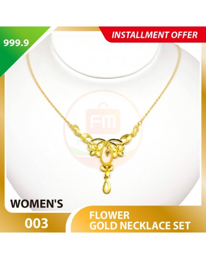 FLOWER WOMEN'S 999.9 GOLD NECKLACE SET 003: 42cm