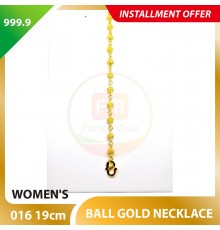 BALL 999.9 GOLD BRACELET - 016: 19cm