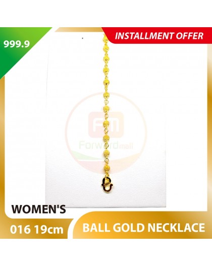 BALL 999.9 GOLD BRACELET - 016: 19cm