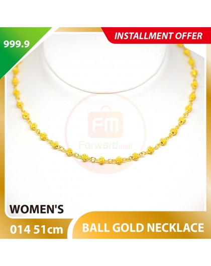 BALL 999.9 GOLD NECKLACE - 014: 51cm