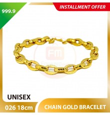CHAIN 999.9 GOLD BRACELET - 026: 18cm