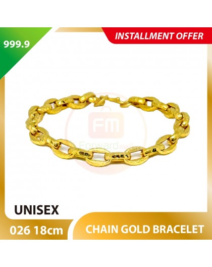 CHAIN 999.9 GOLD BRACELET - 026: 18cm