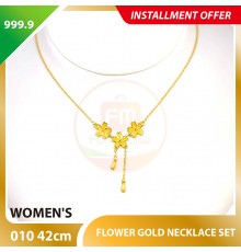 FLOWER WOMEN'S 999.9 GOLD NECKLACE SET 010: 42cm