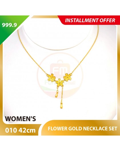 FLOWER WOMEN'S 999.9 GOLD NECKLACE SET 010: 42cm