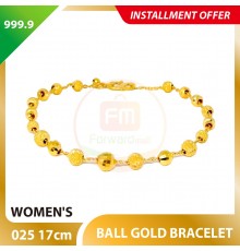 BALL 999.9 GOLD BRACELET - 025: 17cm