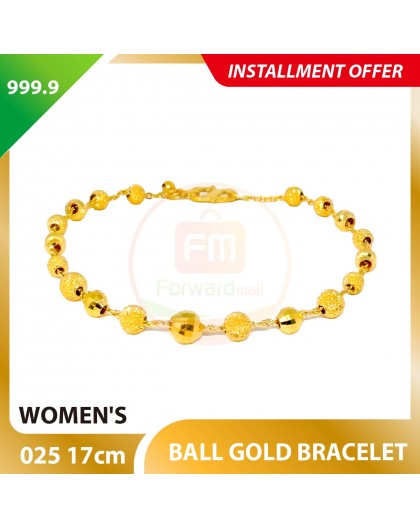 BALL 999.9 GOLD BRACELET - 025: 17cm