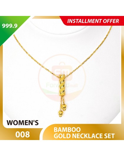 BAMBOO WOMEN'S 999.9 GOLD NECKLACE SET 008: 42cm