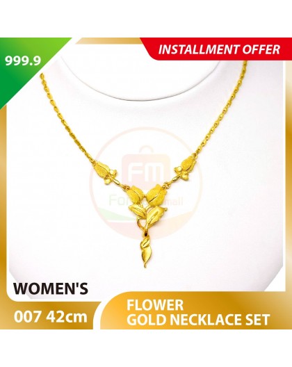 FLOWER WOMEN'S 999.9 GOLD NECKLACE SET 007: 42cm