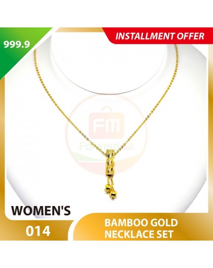 BAMBOO WOMEN'S 999.9 GOLD NECKLACE SET 014: 42cm