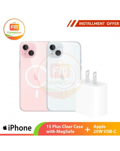 【iPhone 15 Plus Clear Case with MagSafe】+Apple 20W USB-C 