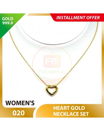 HEART WOMEN'S 999.9 GOLD NECKLACE SET 020: 42cm