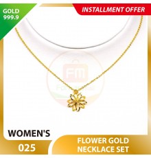 FLOWER WOMEN'S 999.9 GOLD NECKLACE SET 025: 42cm