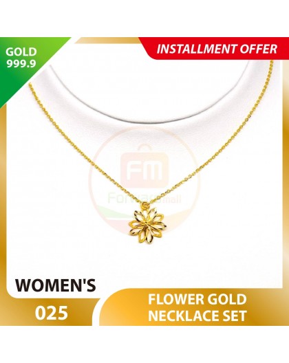 FLOWER WOMEN'S 999.9 GOLD NECKLACE SET 025: 42cm
