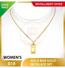 GOLD BAR WOMEN'S 999.9 GOLD NECKLACE SET 018: 42cm
