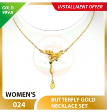 BUTTERFLY WOMEN'S 999.9 GOLD NECKLACE SET 024: 42cm