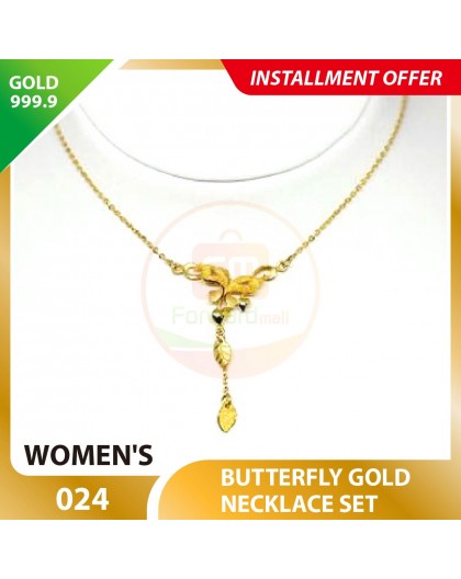 BUTTERFLY WOMEN'S 999.9 GOLD NECKLACE SET 024: 42cm