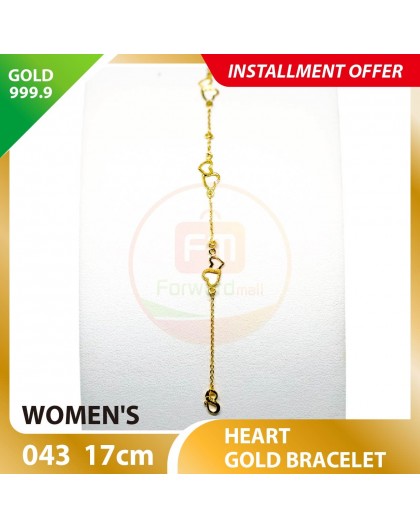 HEART 999.9 GOLD BRACELET - 043: 17cm