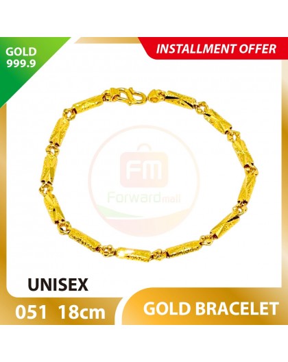 UNISEX 999.9 GOLD BRACELET - 051: 18cm