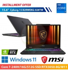 MSI Cyborg 15 15.6" B2RWEKG-028TW (Core 7-240H/16G/512G SSD/RTX5050-8G/W11)