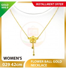 FLOWER BALL WOMEN'S 999.9 GOLD NECKLACE SET 029: 42cm
