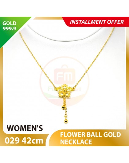 FLOWER BALL WOMEN'S 999.9 GOLD NECKLACE SET 029: 42cm