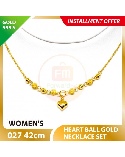 HEART BALL WOMEN'S 999.9 GOLD NECKLACE SET 027: 42cm