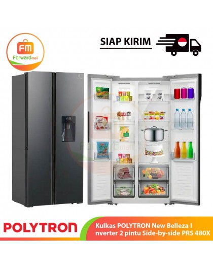 【IND】Kulkas POLYTRON New Belleza Inverter 2 pintu Side-by-side PRS 480X