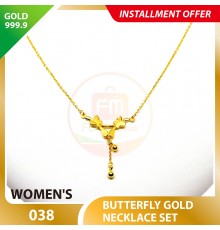 BUTTERFLY 999.9 GOLD NECKLACE SET 038: 42cm