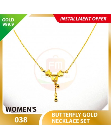 BUTTERFLY 999.9 GOLD NECKLACE SET 038: 42cm