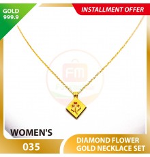 DIAMOND FLOWER 999.9 GOLD NECKLACE SET 035: 42cm