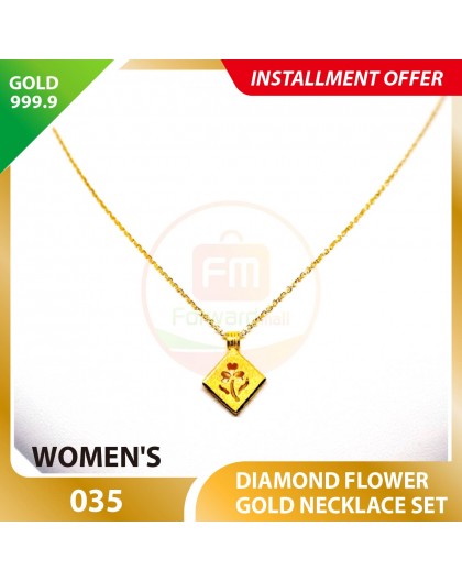 DIAMOND FLOWER 999.9 GOLD NECKLACE SET 035: 42cm