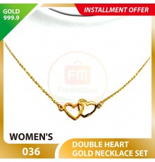 DOUBLE HEART 999.9 GOLD NECKLACE SET 036: 42cm