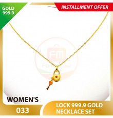 LOCK 999.9 GOLD NECKLACE SET 033: 42cm