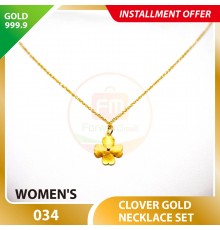 CLOVER 999.9 GOLD NECKLACE SET 034: 42cm