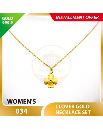 CLOVER 999.9 GOLD NECKLACE SET 034: 42cm
