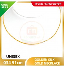UNISEX GOLDEN SILK 999.9 GOLD NECKLACE - 034: 51cm 