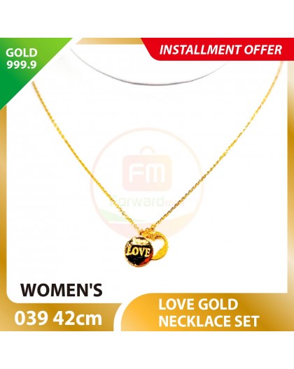LOVE 999.9 GOLD NECKLACE SET 039: 42cm