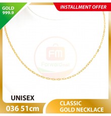 UNISEX CLASSIC 999.9 GOLD NECKLACE - 036: 51cm 