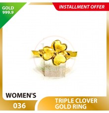 TRIPLE CLOVER 999.9 GOLD RING - 036