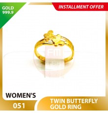TWIN BUTTERFLY 999.9 GOLD RING - 051