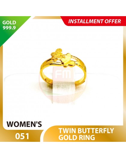 TWIN BUTTERFLY 999.9 GOLD RING - 051